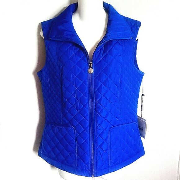 Womens CALVIN KLEIN Quilted Cobalt Blue Stylish Vest Size S - Picture 1 of 1